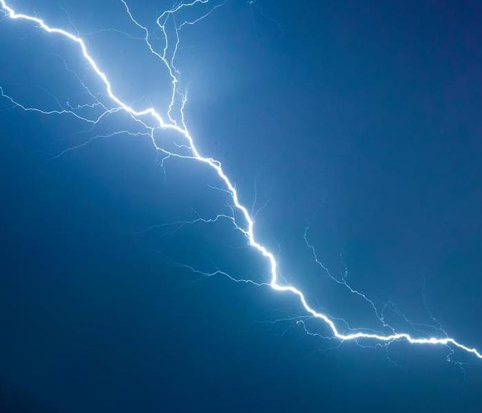 Lightning bolt during thunderstorm